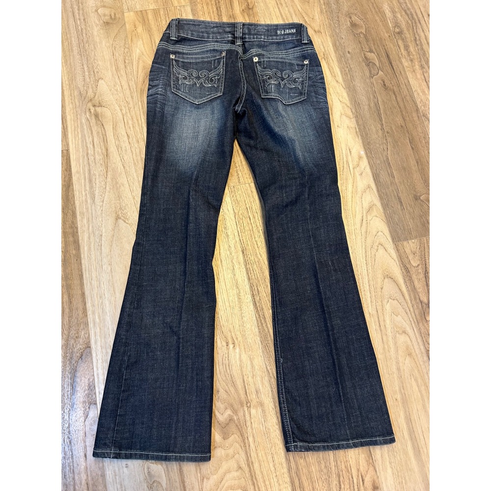 ZCO Jeans Premium Womens Dark Wash Embroidered Bootcut Jeans Size 11 Stretch